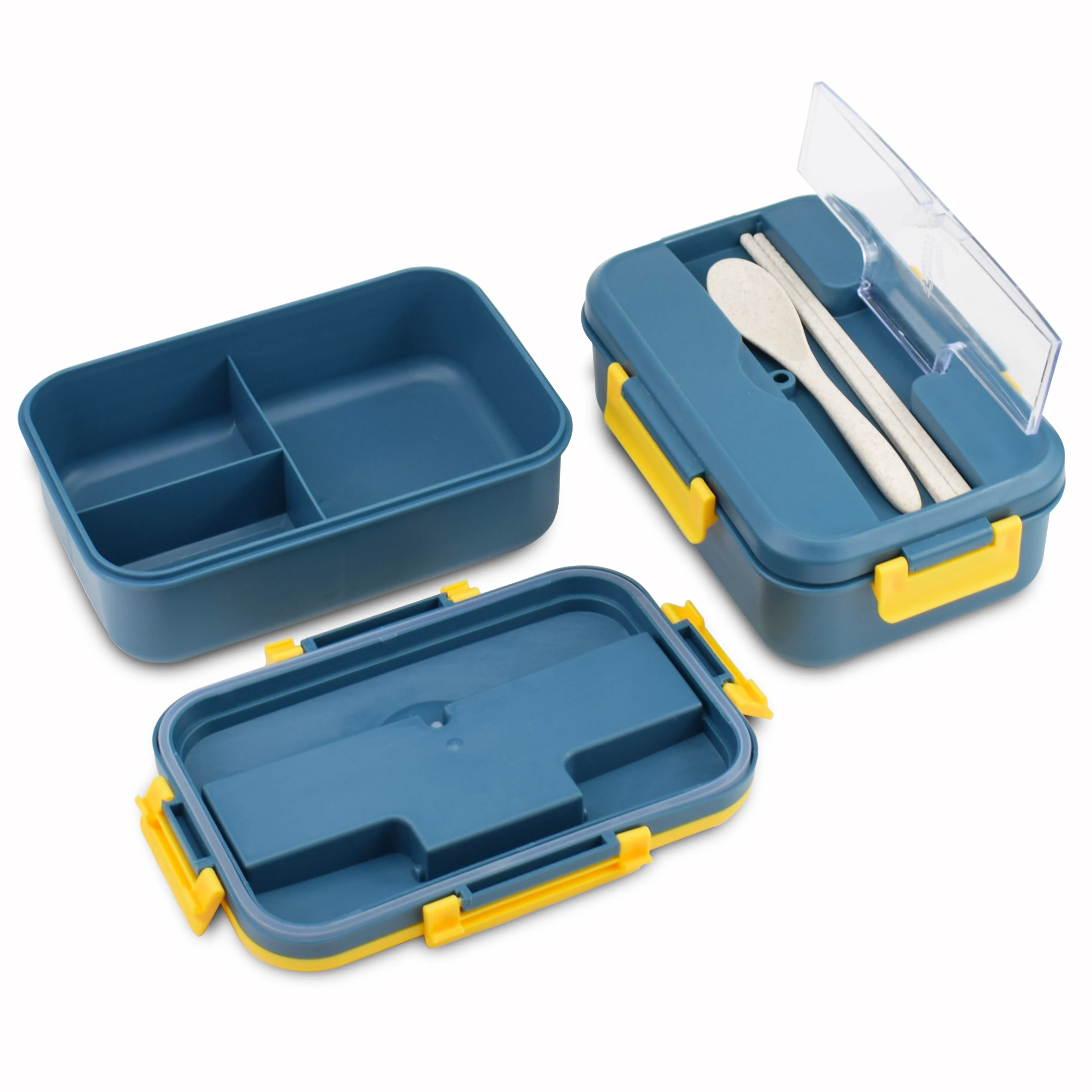 

New design fashion rectangle eco friendly degradable adult kids bento insulated wheat straw fiber plastic lunch box with cutlery