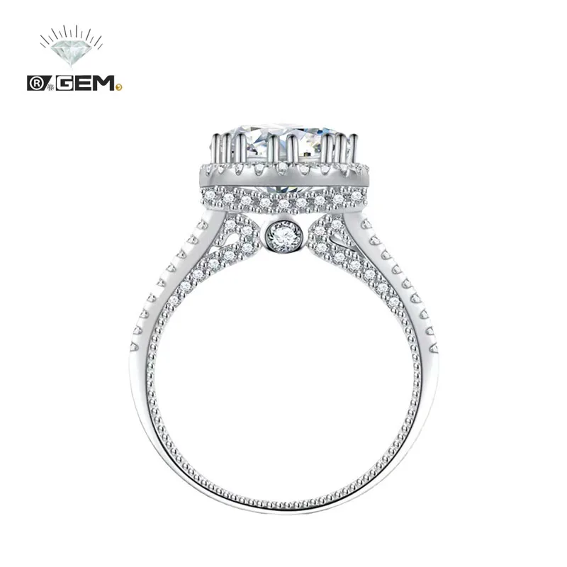 Sunflower Solitaire Moissanite Rings Engagement Rings R.GEM. Wholesale S925 Silver 2 Carat Round Cut  for Women