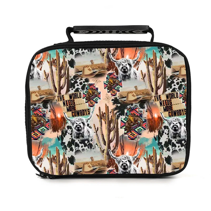 

Custom Print Aztec Western Style Travel Back School Coolers Lunch Bag, As picture show