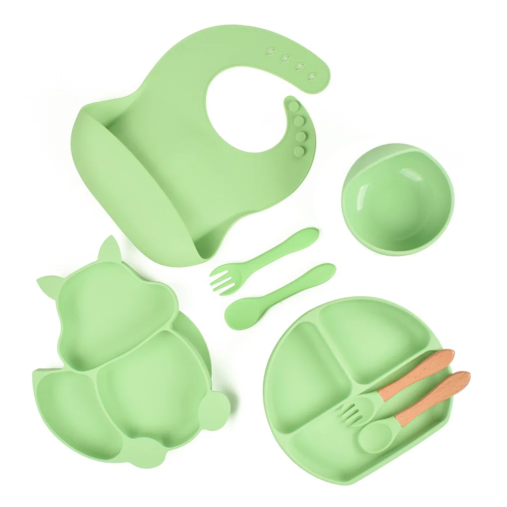 

BPA Free Animal Shape Baby Feeding Supplies Suction Silicone Plate with Spoon and Fork