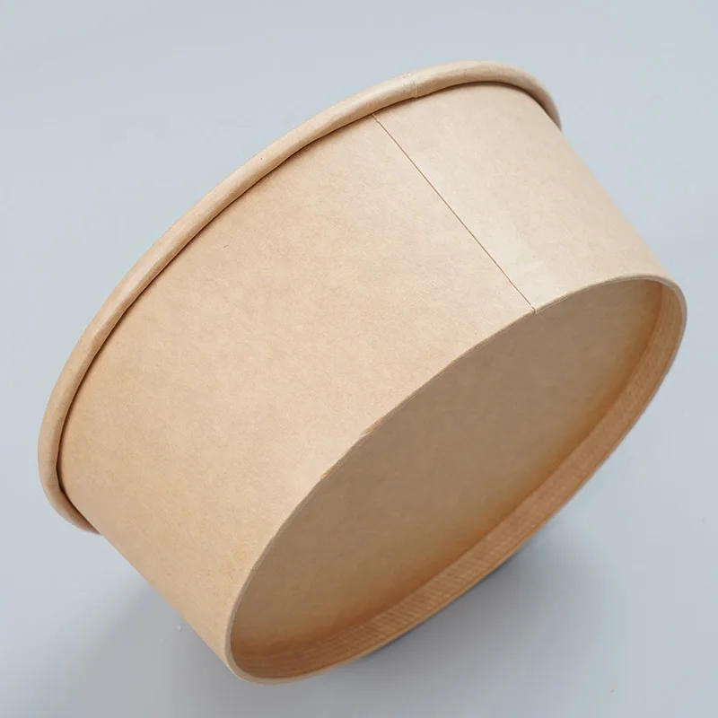 

Disposable Round With Lid White Soup Kraft Paper Salad Bowl