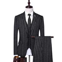 

Groomsmen Groom Tuxedos Stripe Men Suits Wedding Best Man Blazer Jacket Pants Vest 2020