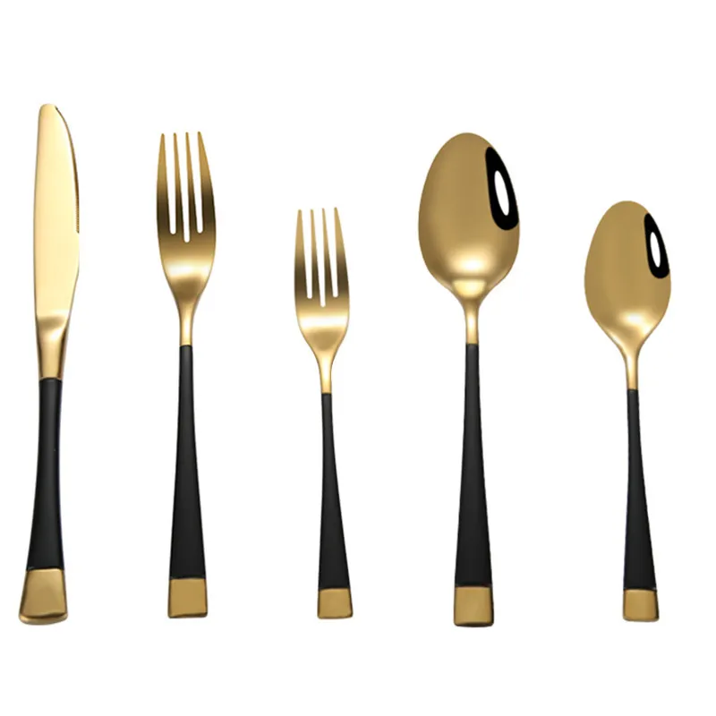 

Stainless steel Modern Black and Gold Cutlery set for Wedding