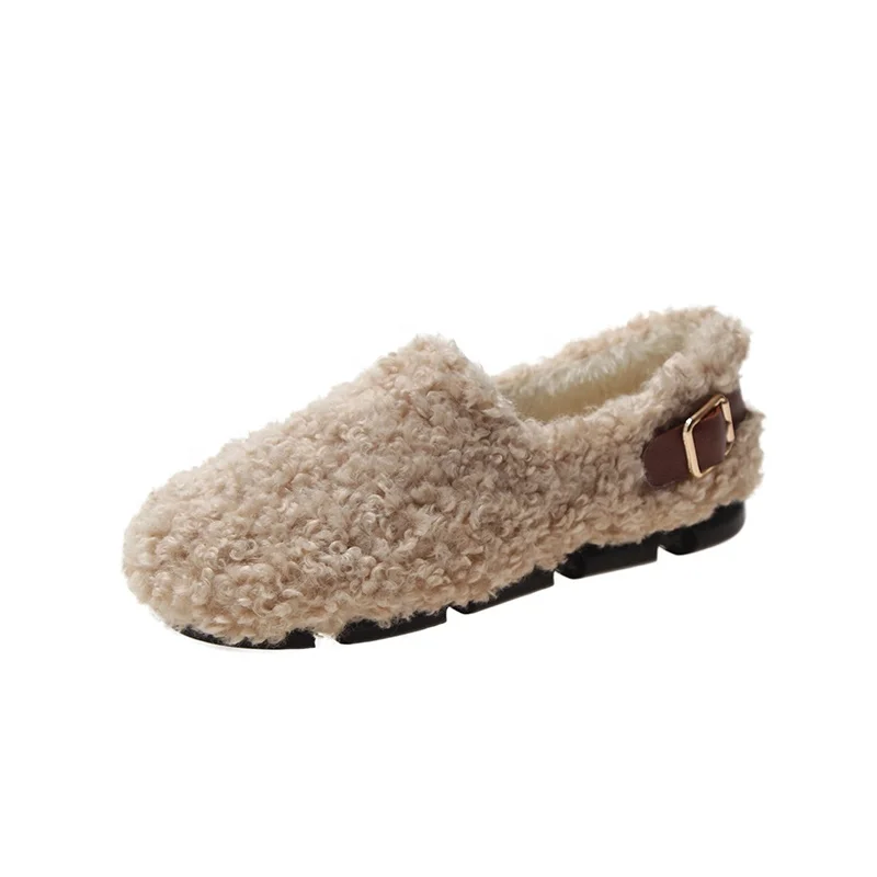 

Fashion Winter Casual Loafers Round Toe Women Shoes, Beige/black/white/camel