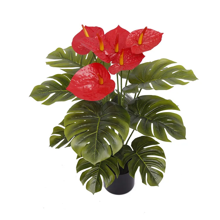 Árbol Artificial De 18 Hojas Para Interior,Flor Roja Grande Para Decorar El  Jardín Y El Hogar,Yd29373 - Buy Gran Rojo Púrpura Flor Árbol  Artificial,Jardín De La Casa De Decorar,Interior Árbol Artificial Product