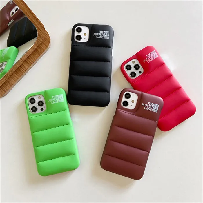 

Puffer Case Soft Silicone Cover Fashion Brand Down Phone Case For 12 11 Pro X XS XR 7 8 Plus case iphone 13