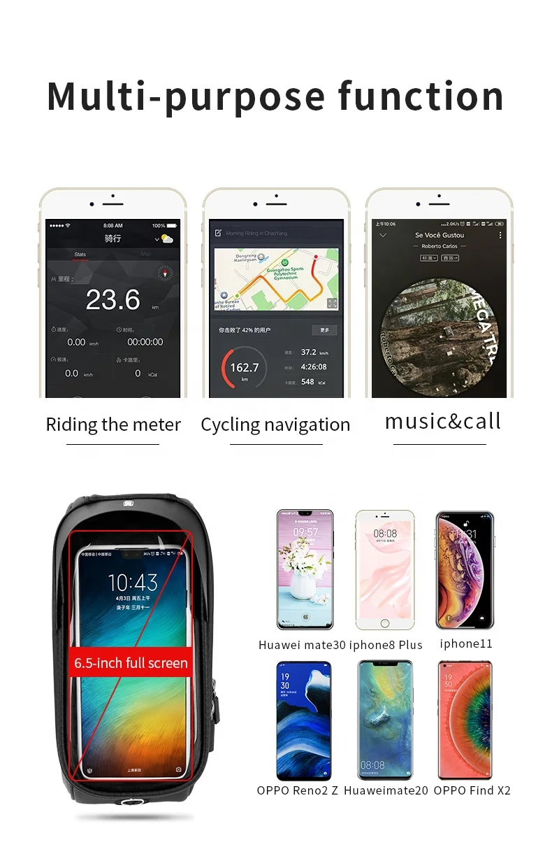 
WHEEL UP Colorful Reflective Logo New Design Bike Waterproof Bicycle Front Tube Bag Phone Case 
