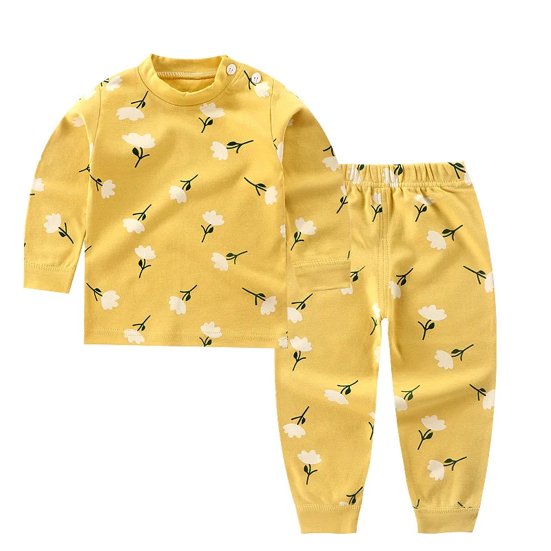 

Fall 2021 O Collar Cartoon Sleepwear Pajamas Set Baby Clothes Cotton