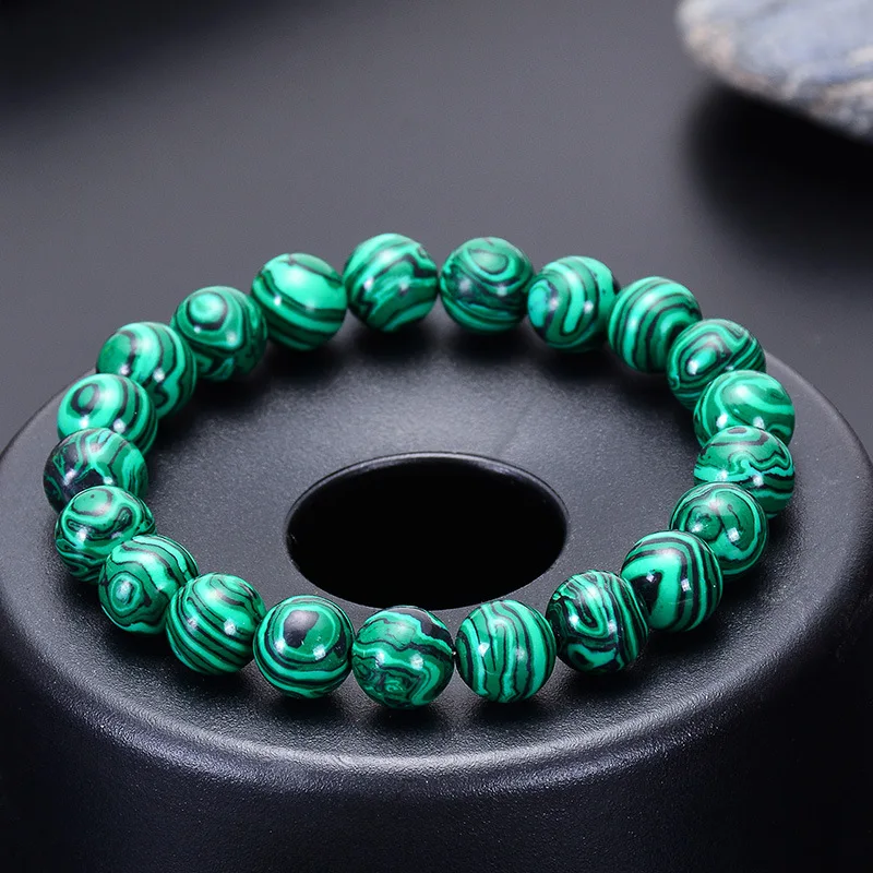 

Wholesale High Quality New Fashion Super Synthetic Green Malachite Natural Gemstone Beaded Bracelets Jewelry