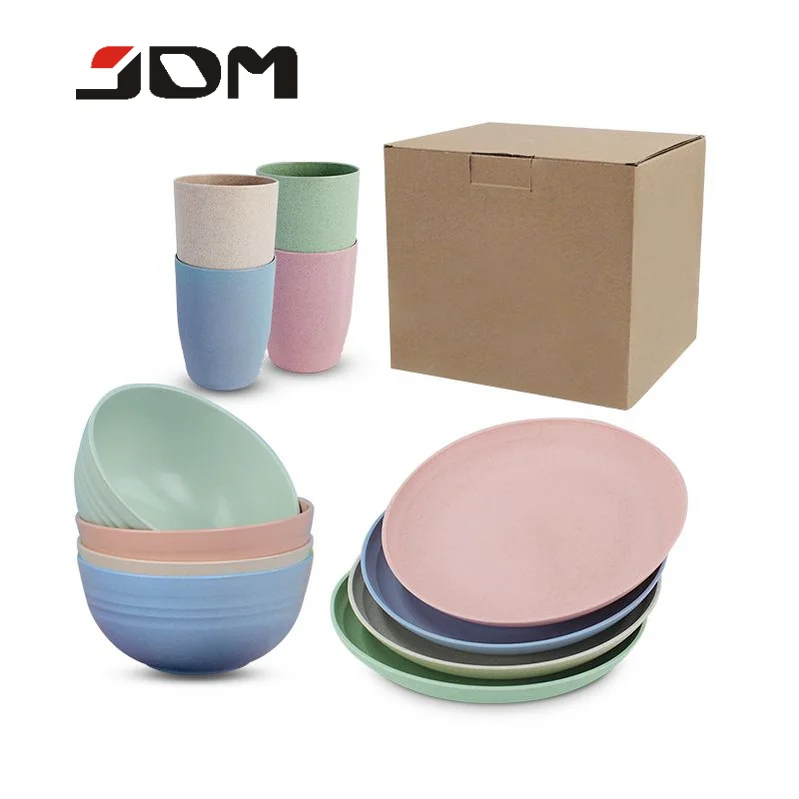 

Hot Sale Eco-Friendly Wheat Straw Bowls Cups Plates Dinnerware Sets