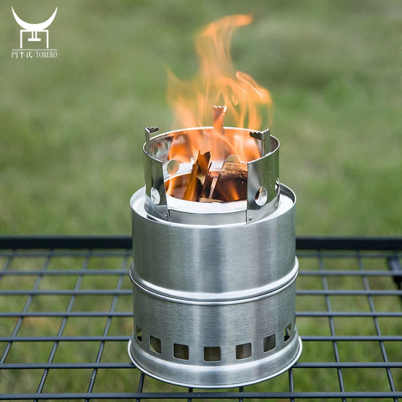 

Stainless steel camping wood bbq stove bonfire stand outdoor compact firewood stove portable trivet stove for cooking