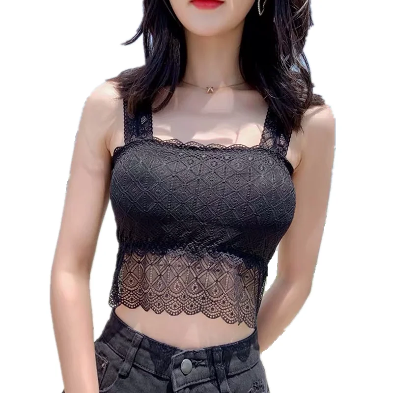 bralette encaje  vest chest wrap lace young ladies teen tops comfort elastic PADDED chest pad bralette crop top brassier