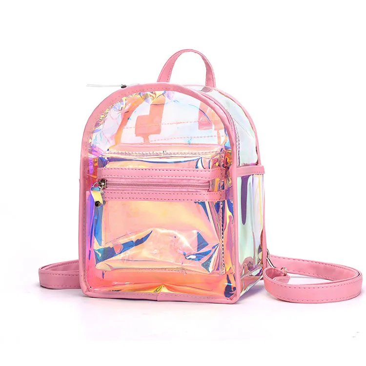 

2019 New holographic women fashion transparent clear shoulder backpack bag for girls, Black/white/blue/orange/purple/red/yellow