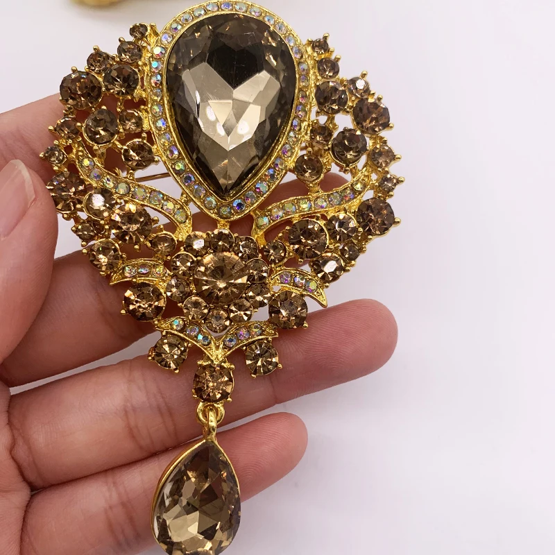 

New Explosion models hot sale rhinestone alloy brooch women glass pendant brooch pin wholesale