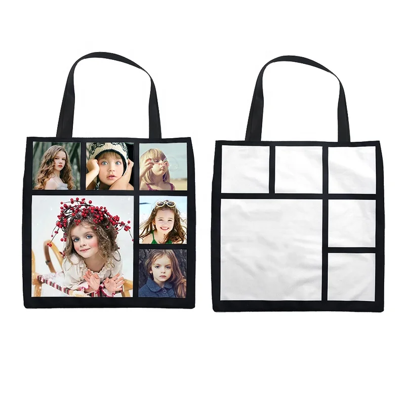 

Hot Selling OEM Printable Panel Shopping Bag Sublimation Blank 6 Panel Shopping Bag, White with black