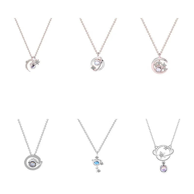 

Variety of Glass Projection Personalized Jewellery 925 sterling silver 100 languages i love you necklace, Rose gold/ rhodium plated