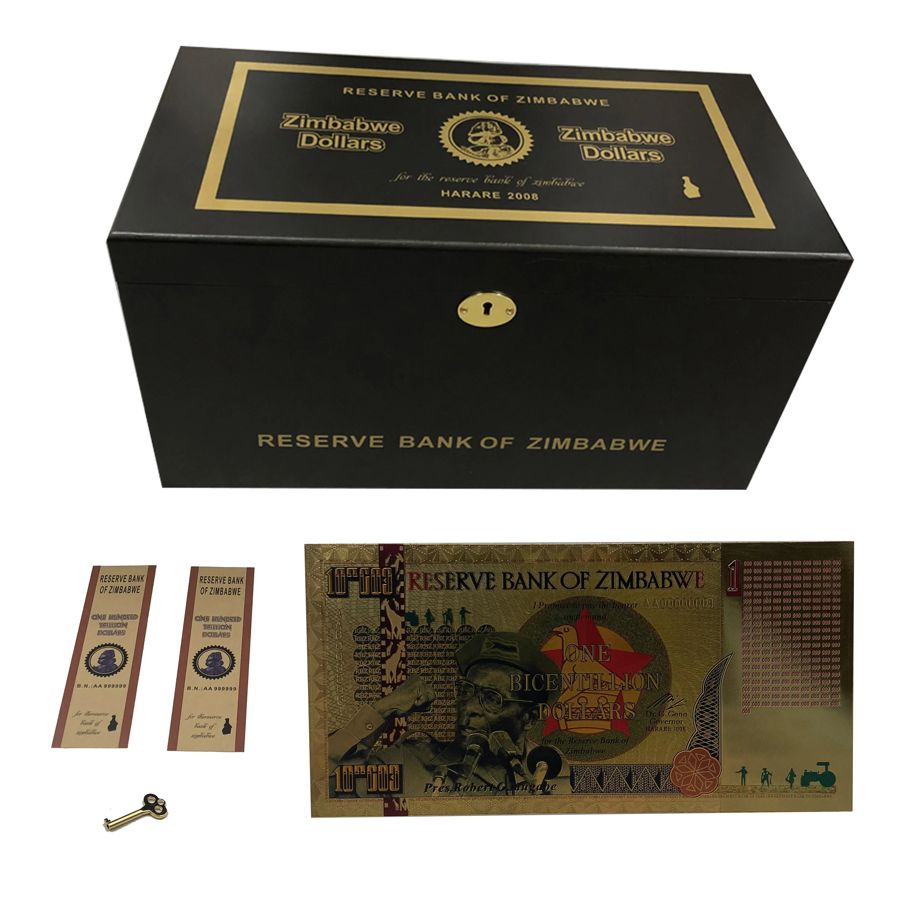 

1000pcs/box Zimbabwe 603 One Bicentillion Dollars Banknote Gold Foil Bill Note for game playing money or souvenir collection