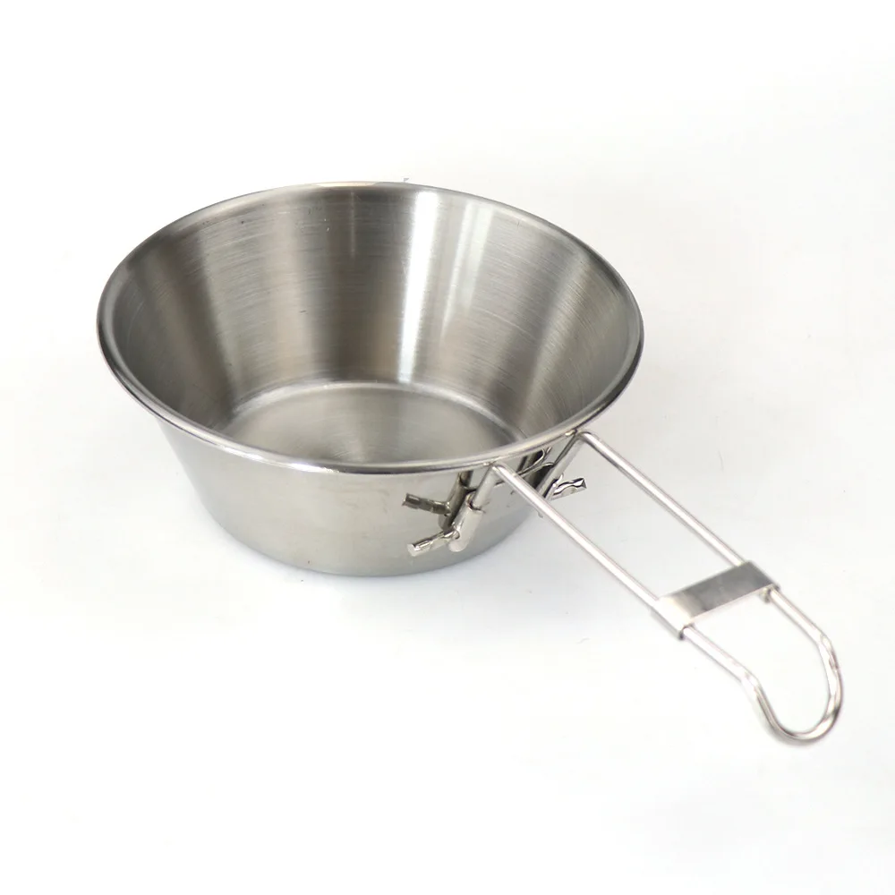 

Outdoor Stainless Steel Folding Bowl Camping Tableware Picnic Wide Mouth Tea Cup Coffee Cup Portable Camping Bowl, Silver