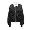 OEM Service Women New Style Design Super-long Sleeve Shoulder-drop Jacket With Large Profile Stitching Artificial Fur Trim