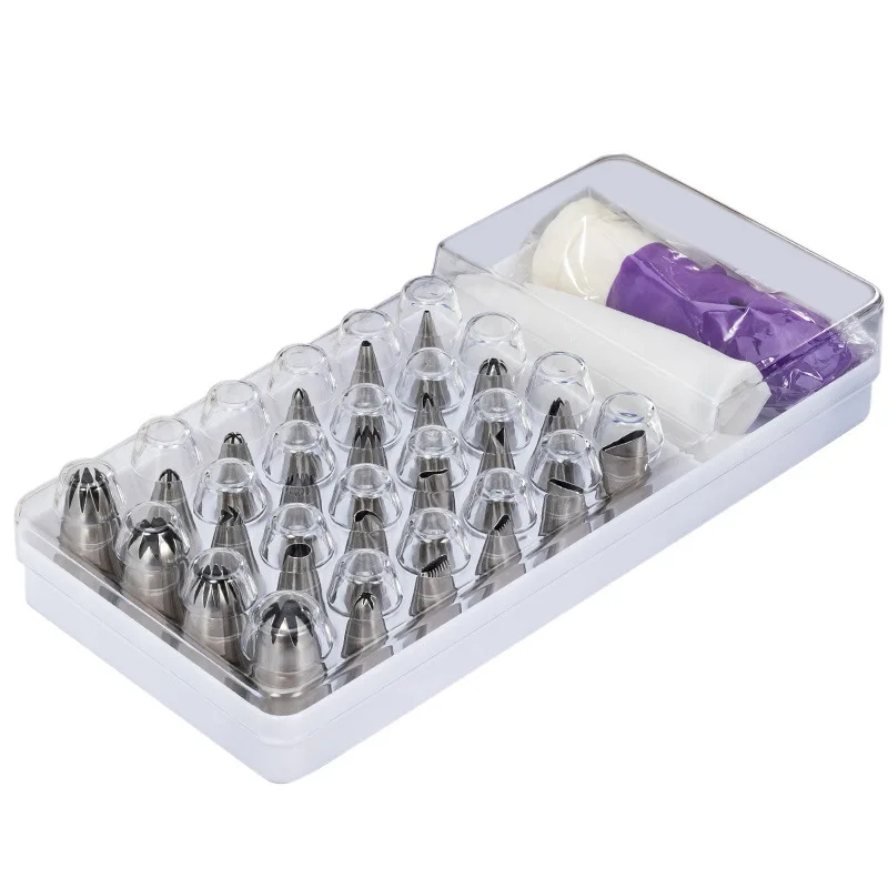 

27PCS Stainless steel 304 cake decorating tools piping nozzle set, Sliver