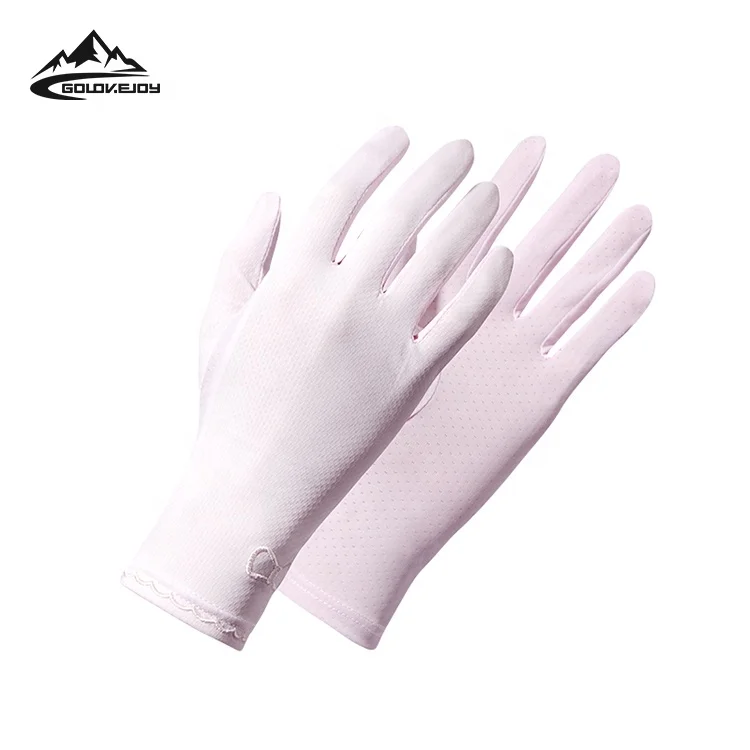 

GOLOVEJOY XG53 Summer Ice Silk Sunscreen Gloves Lady Outdoor Riding Driving UV Protective Breathable Sun Proof Gloves, Black, grey, pink