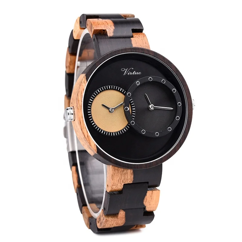 

Amazon Top Seller Curren Custom Brand Luxury Dual Display Japan Movt Quartz Antique Handmade Colorful Wooden watch Reloj Hombre