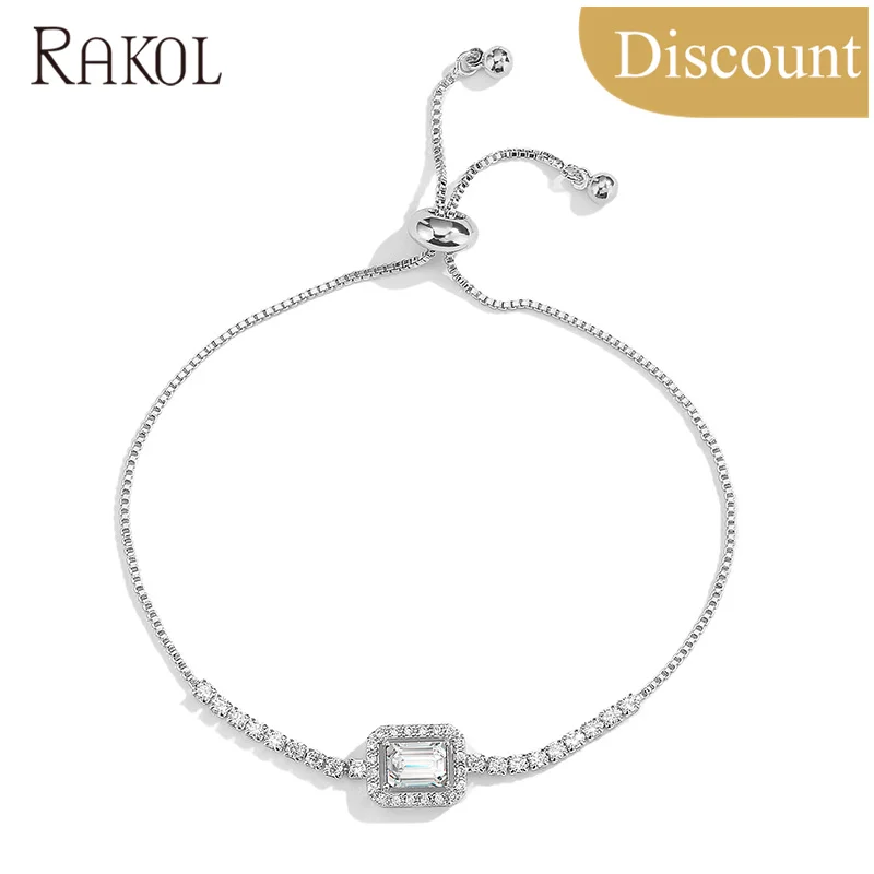 

RAKOL B2224 Cubic zirconia big stone chain tennis bracelet big yellow green blue white zircon stone tennis bracelet, As picture