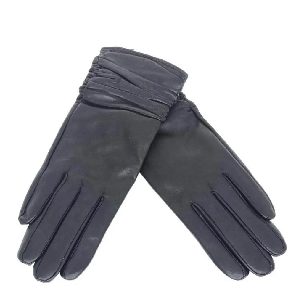 womens black leather winter gloves