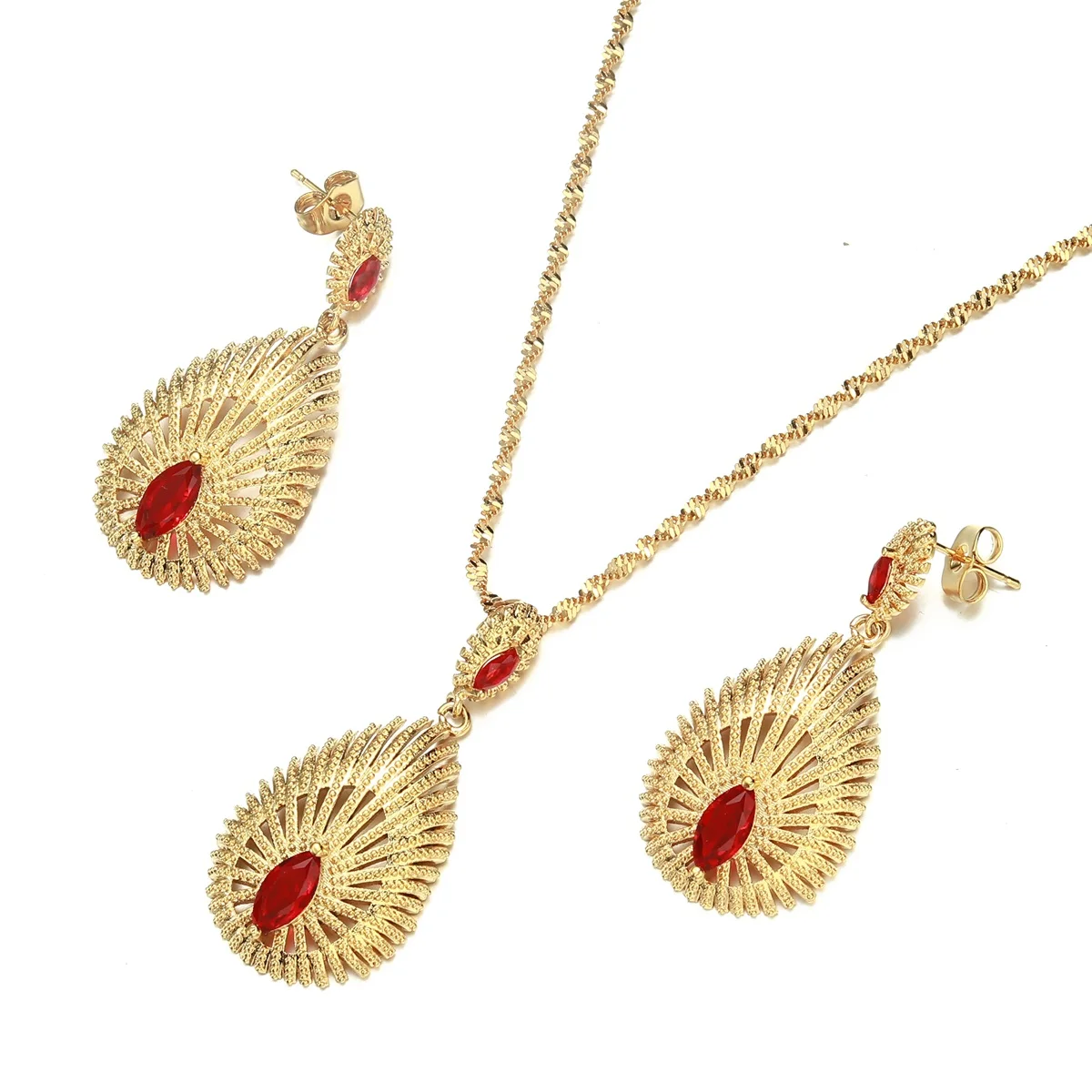 

Wholesale African Necklace Earrings Crystal Jewelry Habesha Ethiopian Gold Bridal Wedding Jewelry Set