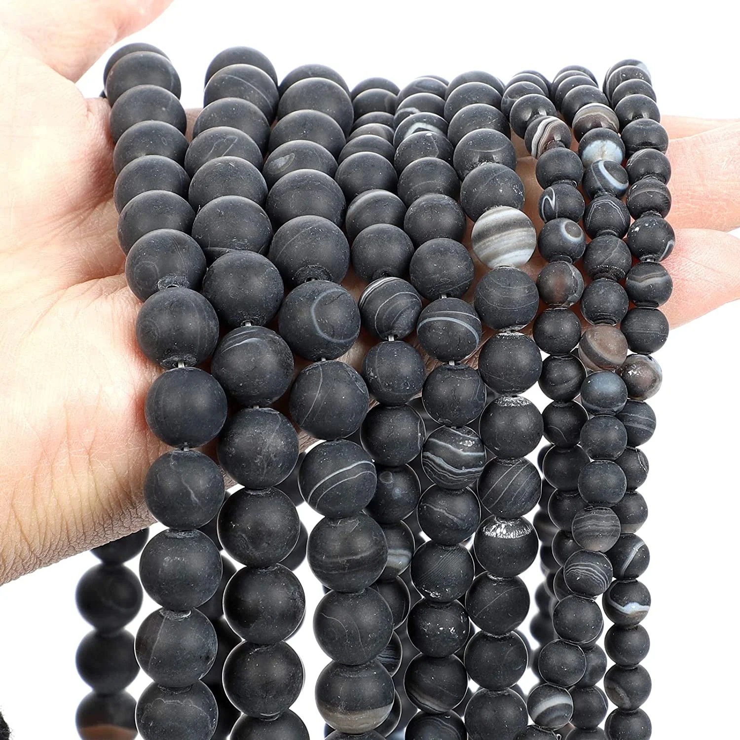 

Stripe Agate Natural Gemstone Loose Beads,8mm Matte Round Crystal Energy Stone,Healing Power Bead for DIY Jewelry Making