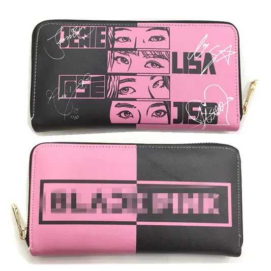 

4 Styles POP Pink Ink Famous Korean Star JENNIE PU Purse Long Lisa Wallet Women