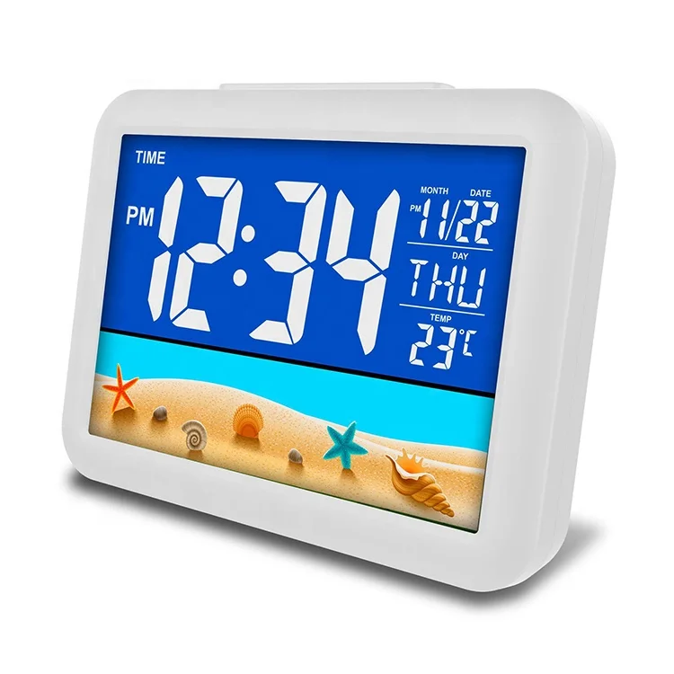 

Colorful LED Digital Clocks Temperature Alarm Clock Desktop wall digital Calendar Display Table Electronic Clock custom logo