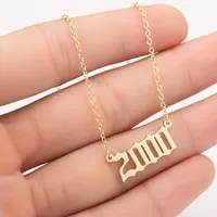 

Stainless Steel Year Number Custom Necklaces Pendants For Women Men Gold Long Chain Choker Necklace Fashion Jewelry 2019