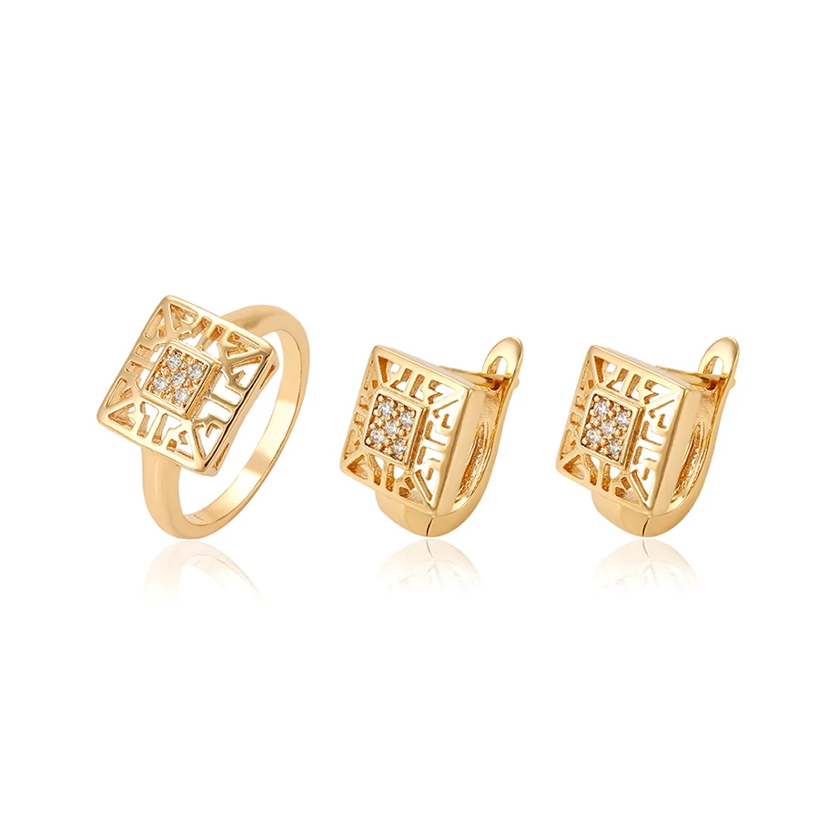 

64624 xuping 18K gold plated ali elegant cubic zircon Jewelry set for women, 18k gold color