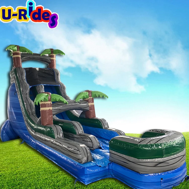 

Factory price adult and kids commercial custom heavy duty pvc palm tree trampoline inflatable water slide for sports park