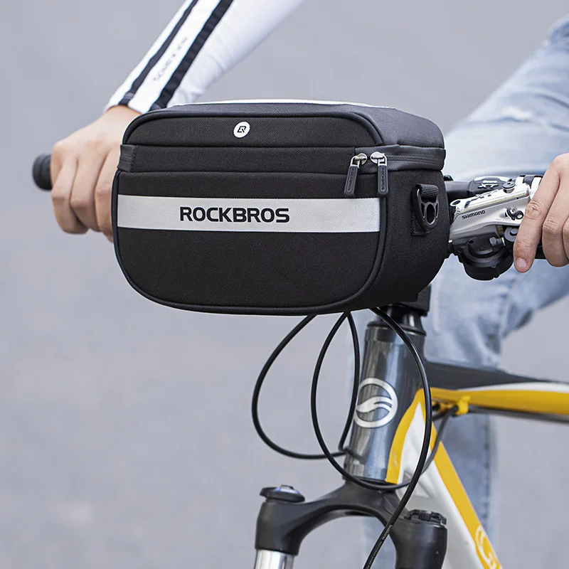 

ROCKBROS B27 Large Capacity Waterproof Cycling Tube Bag Handlebar Basket Bike Front Frame Pannier Bicycle Bags, Black