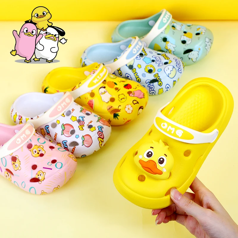 

2021 Children Summer Customized Durable Baby With Holey Spring Kid Sandals Shoes EVA Garden Clogs, Pink/yellow/blue/green