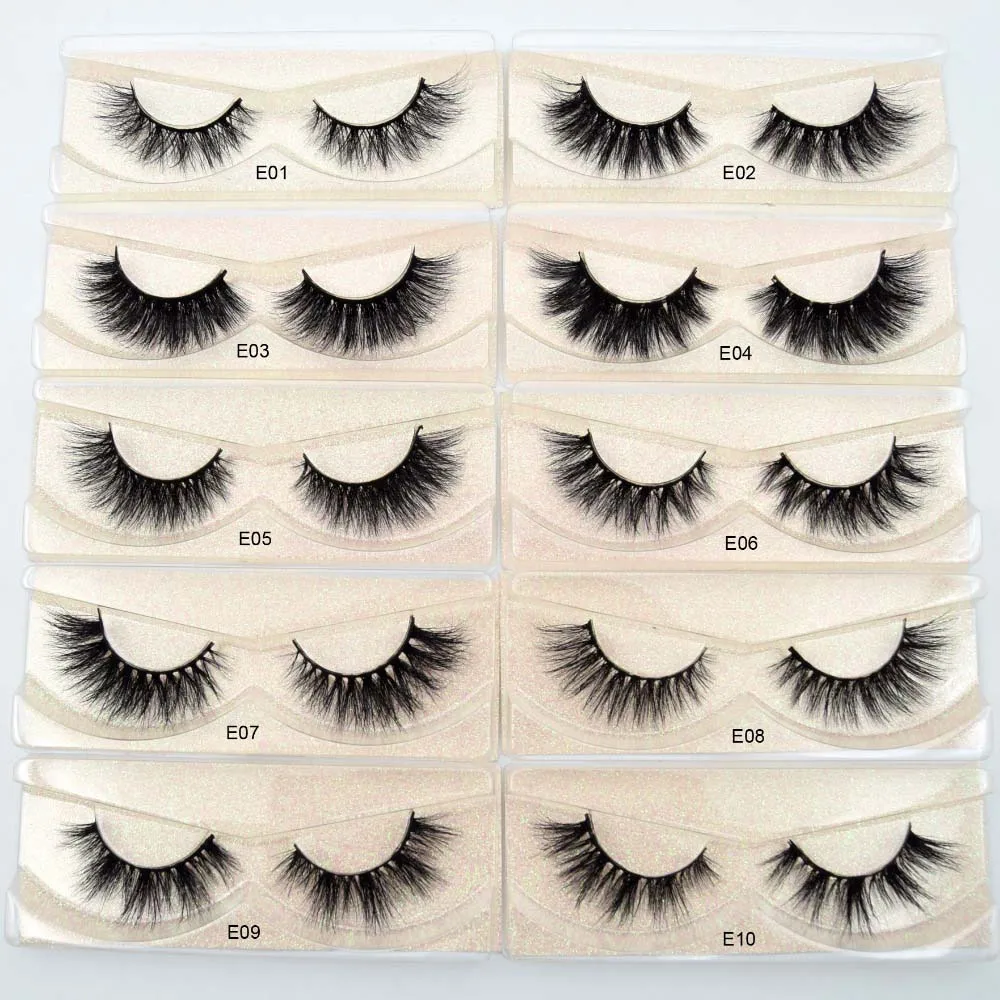 

E02 False Eyelashes Mink Wholesale Siberian Strip Eyelash Private Label Eyelash Packaging Vendor 3D Mink Lashes