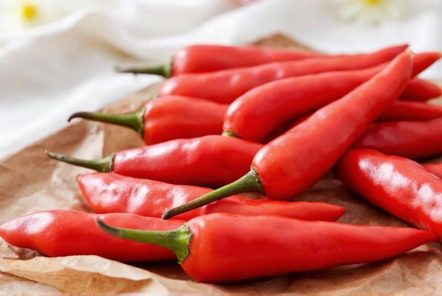 Sliced chiles de arbol next to garlic cloves