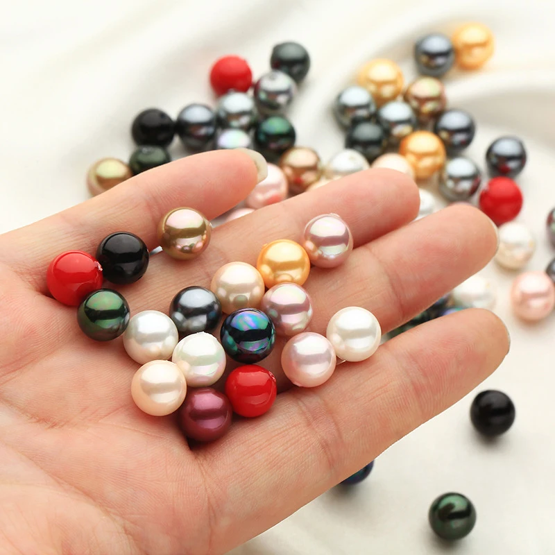 

Jewelry Finding Natural Rainbow Shell Pearl Round Smooth Loose Spacer Beads For DIY Making Bracelet Necklace Jewelry, 16 colors available