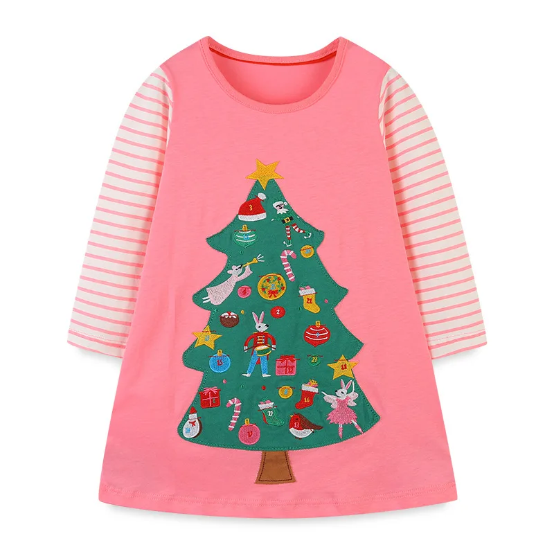 

Baby girl clothes dress christmas long sleeve toddler wear cotton kids dresses for girls
