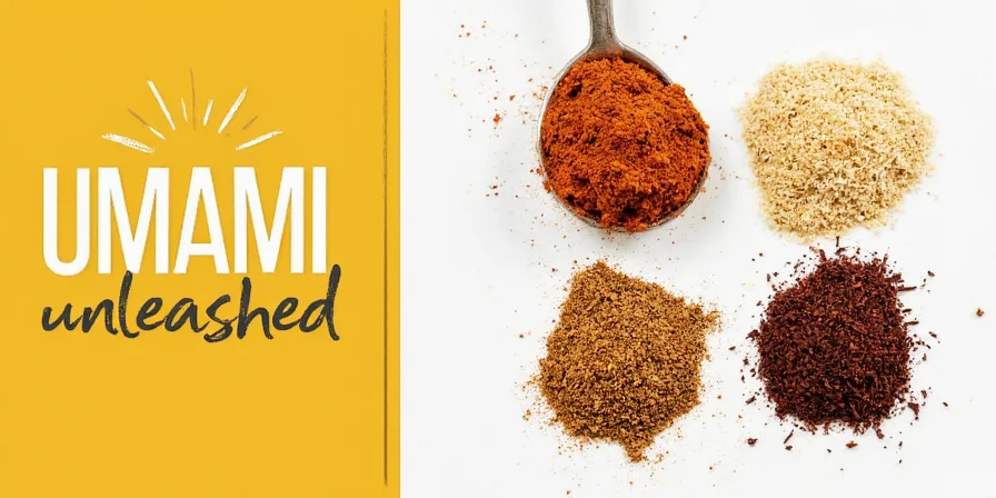 Spice pairing board featuring combinations like smoked paprika + miso, shiitake + soy, and cumin + tamari