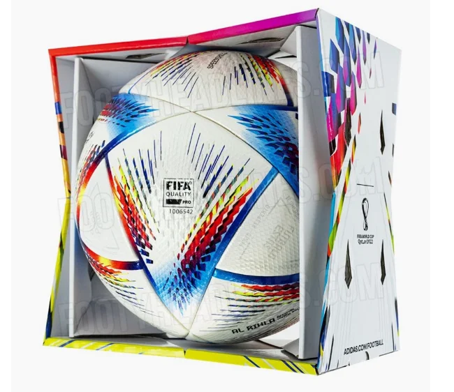 

Hot sale 2022 Qatar World Cup Soccer Ball Thermal Bonded Football PVC/PU Laminated Soccer Ball, Customize color