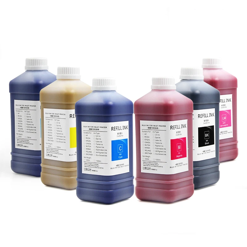 

OCBESTJET 1000ML/Bottle 6 Colors L-Type Outdoor Eco solvent Ink Oil Based Printer Ink For Epson DX5 DX7 XP600 TX800 4720 Printer