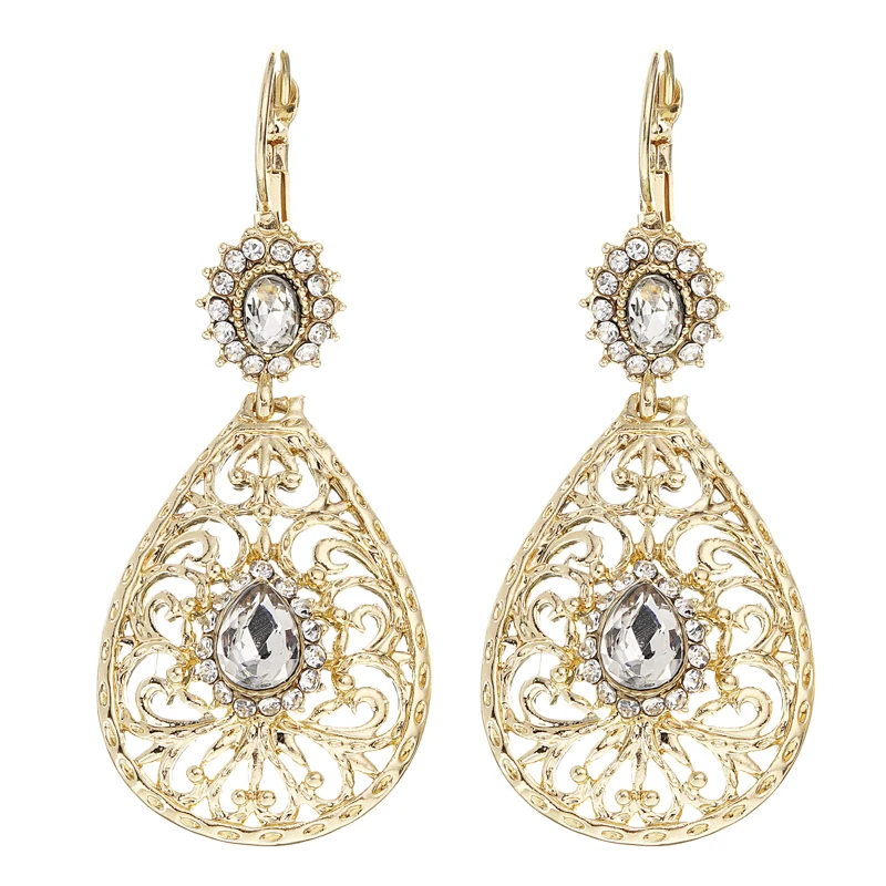 

Moroccan Caftan wedding gold earring red and green stone rose gold fashion jewelry crystal high quality earring, Gold and silver