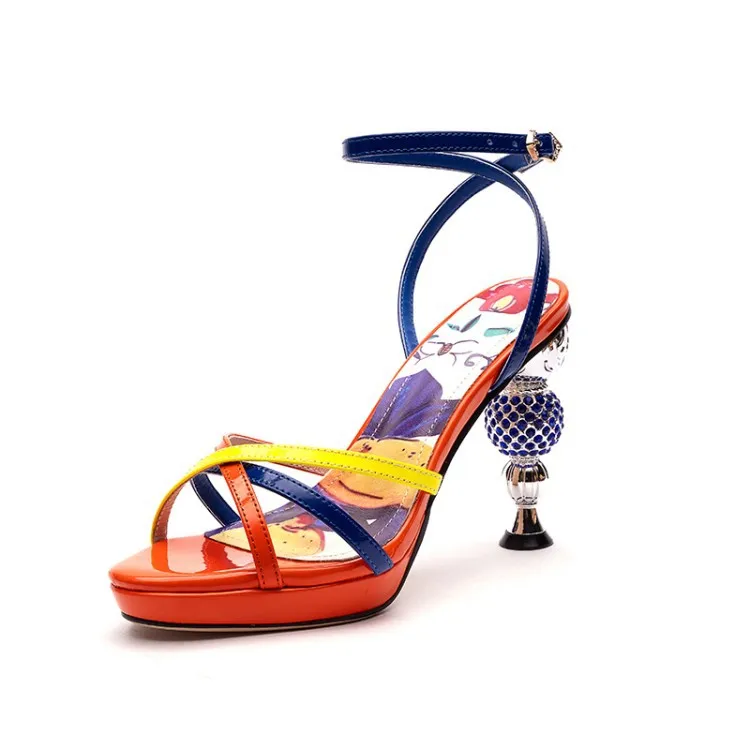 

Special heels 2021 summer unique ankle strap lady shoe and sandals for women, Picture color