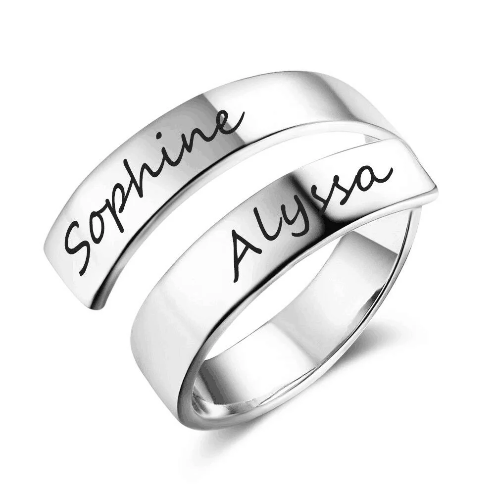 

Personalized Gift Customized Engraved Name Stainless Steel Adjustable Rings for Women Anniversary Jewelry, Gold