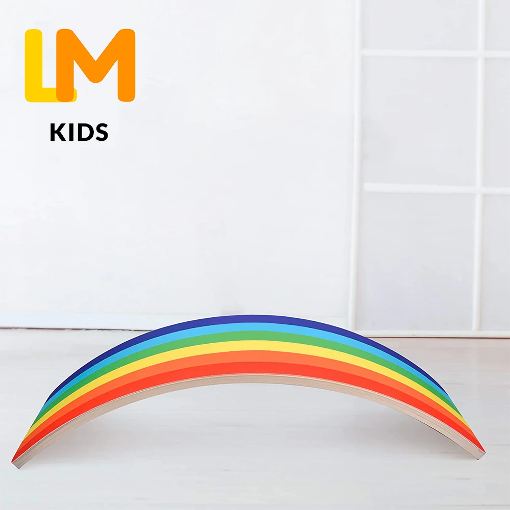 

LM KIDS children wooden fitness exercise rocking wobble children balance board, Na