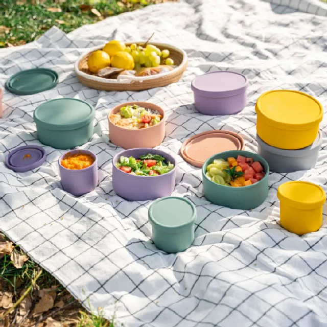 

Amazon Hot Sale Silicone Bento Lunch Box Kids BPA Free Silicone Food Containers Lunch Box