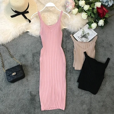 

2021 Latest Design Women Fashion Sleeveless Knitted Mini Dress
